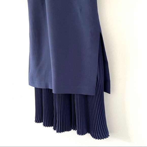 Theory Malkan Pleated Skirt Navy Crepe Dress - Picture 9 of 11